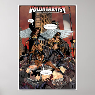 Voluntaryist versus Statist Zombies Poster - Warm