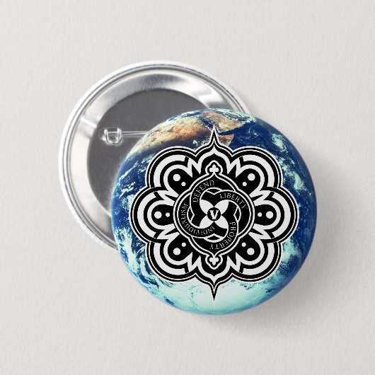 Voluntaryist WeltSiegel-Knopf Button (Vorne & Hinten)