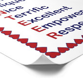 Volunteer Blau und Rote Typografie Weißes Poster (Ecke)