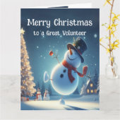 Volunteer Happy Snowman Hot Chocolate Weihnachten Karte (Gelbe Blume)