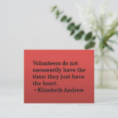 Volunteer Heart Postkarte (Stehend Vorderseite)