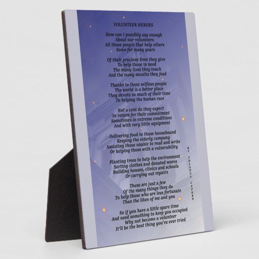 Volunteer Heroes Plaque Fotoplatte (Seite)