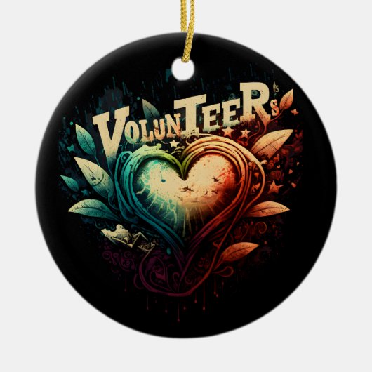 Volunteer Herz Keramik Ornament (Vorne)