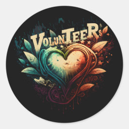 Volunteer Herz Runder Aufkleber