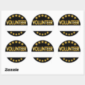Volunteer Namensschild elgant Gold und schwarz Runder Aufkleber (Blatt)