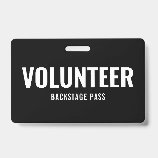 Volunteer Pass Schlicht Black Horizontal ID Abzeic Ausweis (Vorderseite)