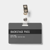Volunteer Pass Schlicht Black Horizontal ID Abzeic Ausweis (Rückseite mit Clip)