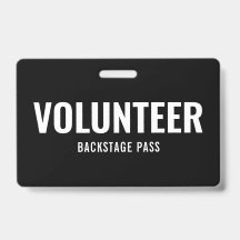 Volunteer Pass Schlicht Black Horizontal ID Abzeic