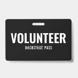 Volunteer Pass Schlicht Black Horizontal ID Abzeic Ausweis