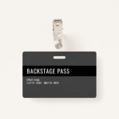 Volunteer Pass Schlicht Black Horizontal ID Abzeic Ausweis (Rückseite mit Klammer)