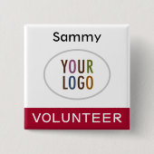 Volunteer Pinback Abzeichen mit dunklem Logo Button (Vorderseite)