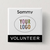 Volunteer Pinback Abzeichen mit Logo Schwarzer Pla Button (Vorderseite)