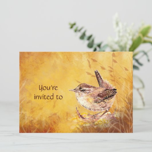 Volunteer Recognition Luncheon Invite & Wren Bird Einladung (Stehend Vorderseite)