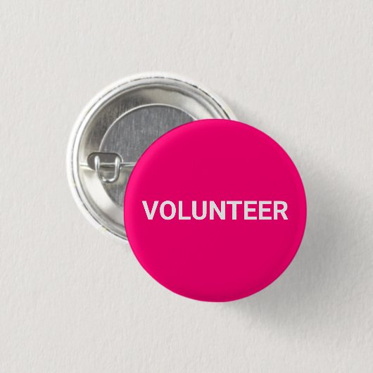 Volunteer schlichter, rosa Button-Knopf Button (Vorne & Hinten)