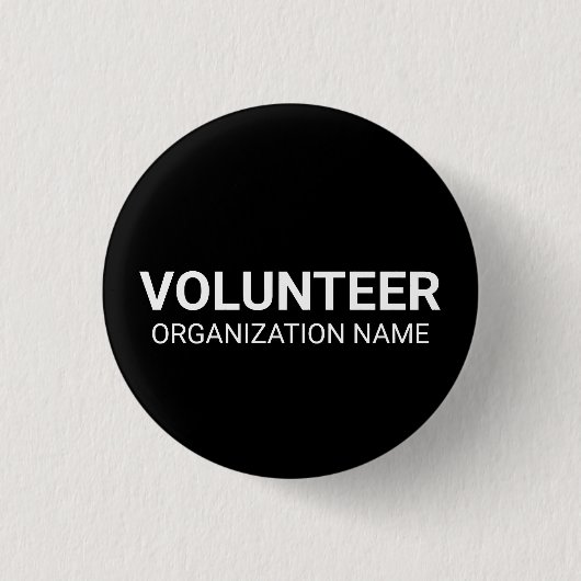 Volunteer, schwarz, benutzerdefinierter Organisati Button (Vorderseite)