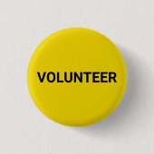 Volunteer, schwarz-gelb, schlichte Button-Taste Button (Vorderseite)
