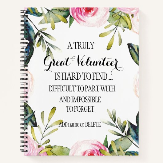 Volunteer Vielen Dank für Ihren benutzerdefinierte Notizblock (Vorderseite)