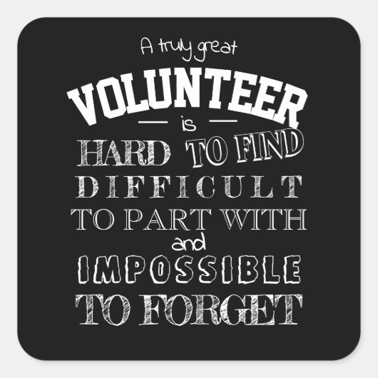 Volunteer Vielen Dank Wertschätzung Geschenkskript Quadratischer Aufkleber (Vorderseite)