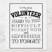 Volunteer Wertschätzung Vielen Dank Geschenk Skrip Weinetikett (Einzelnes Label)