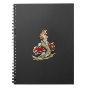 Voluptuous Blonde Mermaid on Red Vintage Car Notizblock