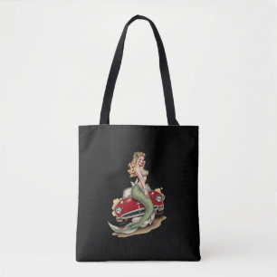 Voluptuous Blonde Mermaid on Red Vintage Car Tasche