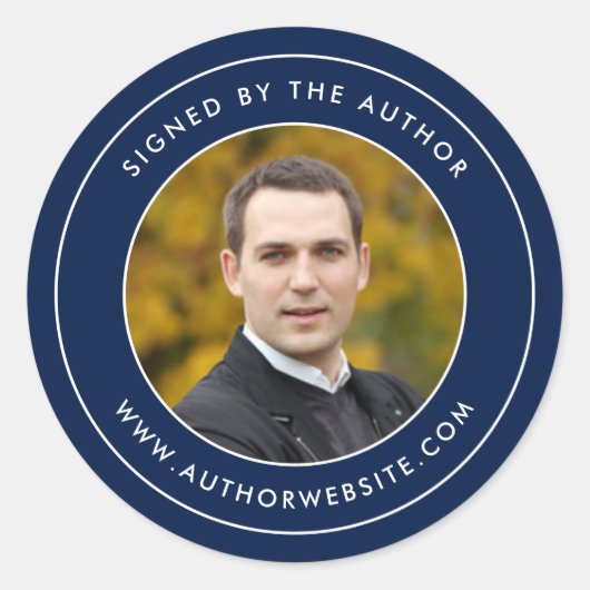 Vom Author-Foto signierte bearbeitbare Grenzfarbe Runder Aufkleber (Vorderseite)