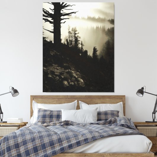 Vom Berg zum Moody Nebel des Morgenschlammes Leinwanddruck (Insitu (Schlafzimmer))