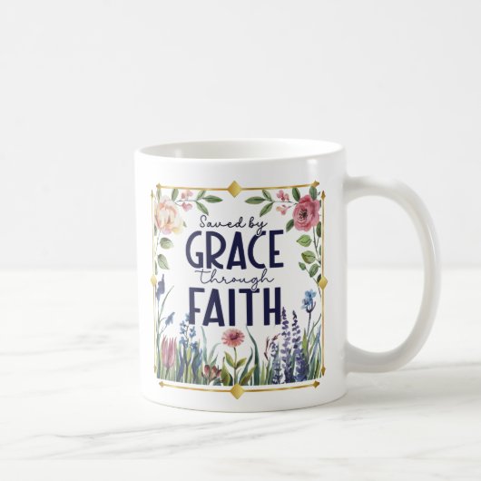 Vom Glauben Gerettet Blumen und Gold Kaffeetasse (Rechts)