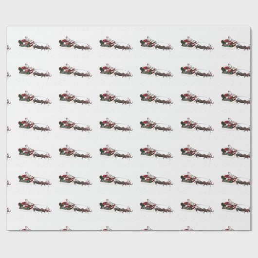 vom Hippopotamus gezogene Santa-Schlitte Geschenkpapier (Flach)