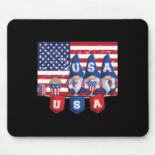 vom Juli 2023 Patriotische Gnome Funny American US Mousepad