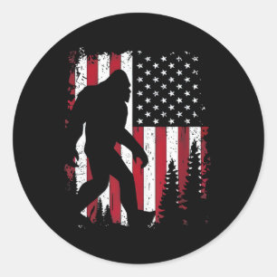 vom Juli Bigfoot Sasquatch American Flag Patriotic Runder Aufkleber