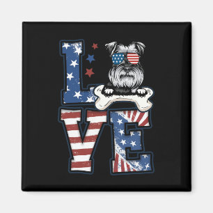 vom Juli Dekoration Patriotische Liebe Schnauzer D Magnet