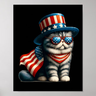 vom Juli Katze Amerikanische Flagge Katze Lover Me Poster