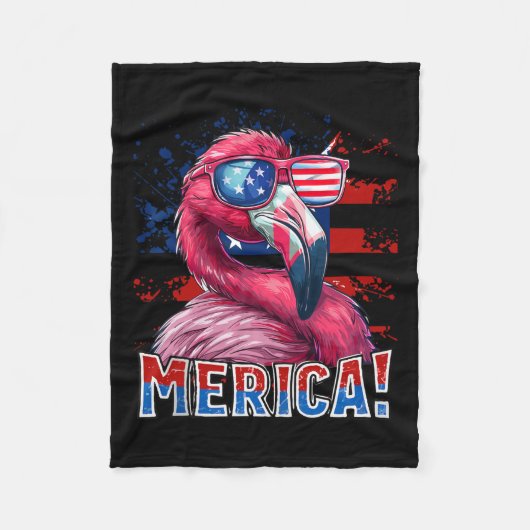 vom Juli Merica Flamingo American Flag Kinder Männ Fleecedecke (Vorderseite)