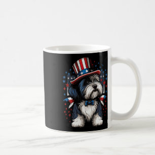 vom Juli: Patriotic Bearded Collie Dos Us Flag Kaffeetasse