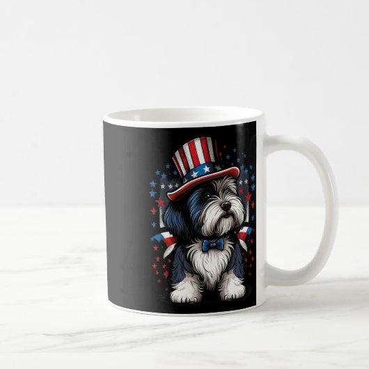 vom Juli: Patriotic Bearded Collie Dos Us Flag Kaffeetasse (Rechts)