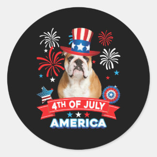 Vom Juli Patriotic Day English Bulldog Dog Indepen Runder Aufkleber