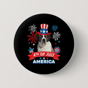 Vom Juli Patriotic Day St. Bernard Hund Unabhängig Button