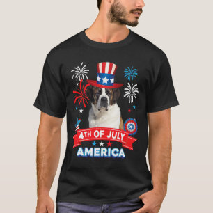 Vom Juli Patriotic Day St. Bernard Hund Unabhängig T-Shirt