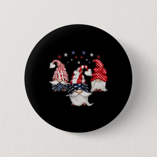 vom Juli Patriotic Gnomes Funny Niedlich American Button (Vorderseite)