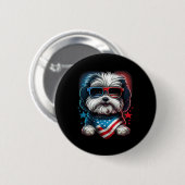 vom Juli: Patriotic Havanese Dog Us Flag Button (Vorne & Hinten)