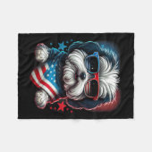 vom Juli: Patriotic Havanese Dog Us Flag Fleecedecke (Vorderseite (Horizontal))