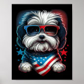 vom Juli: Patriotic Havanese Dog Us Flag Poster (Vorne)