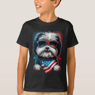vom Juli: Patriotic Havanese Dog Us Flag T-Shirt