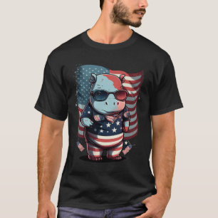 vom Juli Patriotic Hippo Us Flag T-Shirt