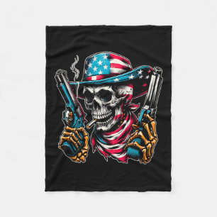 vom Juli Patriotic Usa Skeleton Skull US American Fleecedecke