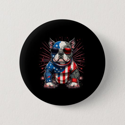 vom Juli: Patriotische Amerikanerin Bully Dos Flag Button (Vorderseite)
