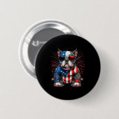 vom Juli: Patriotische Amerikanerin Bully Dos Flag Button (Vorne & Hinten)