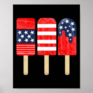 vom Juli Popsicle Red White Blue American Flag Pat Poster