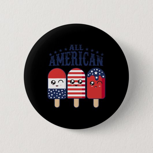 vom Juli Popsir Usa Flag Patriotic Summer Boy Gir Button (Vorderseite)